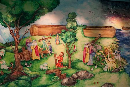 Painting of bible story of Noah's Ark displaying in Noah's Ark, Ma Wan, Hong Kong Stock Photo - Rights-Managed, Code: 855-03252770