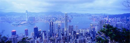 simsearch:855-03253518,k - Paysage urbain depuis le pic au crépuscule, Hong Kong Photographie de stock - Rights-Managed, Code: 855-03253517