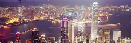 Paysage urbain depuis le pic de nuit, Hong Kong Photographie de stock - Rights-Managed, Code: 855-03253518