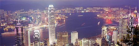 Paysage urbain depuis le pic de nuit, Hong Kong Photographie de stock - Rights-Managed, Code: 855-03253519