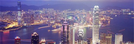 panorama night - Cityscape from the Peak at night, Hong Kong Stock Photo - Rights-Managed, Code: 855-03253520