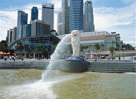 fullerton hotel - La Merlion, Singapour Photographie de stock - Rights-Managed, Code: 855-03253794