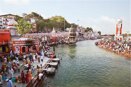 simsearch:841-03870706,k - Crowd at Har Ki Pauri and Malviya Dwipa (island), River Ganges, Haridwar, Uttarakhand, India Stock Photo - Rights-Managed, Code: 857-06721480