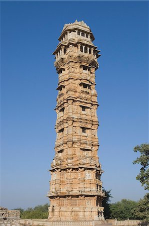 simsearch:857-03192591,k - Low Angle View eines Turms, Vijay Stambha, Chittorgarh Fort, Chittorgarh, Rajasthan, Indien Stockbilder - Lizenzpflichtiges, Bildnummer: 857-03192490