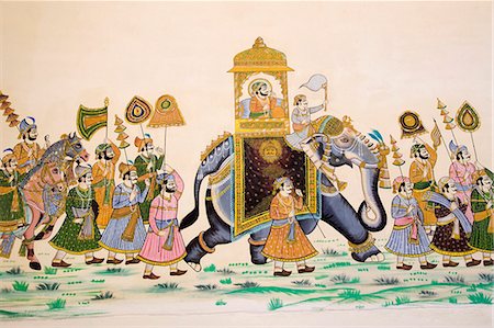 rajasthan historical places - Paintings on the wall of a palace, City Palace, Udaipur, Rajasthan, India Stock Photo - Rights-Managed, Code: 857-03192505