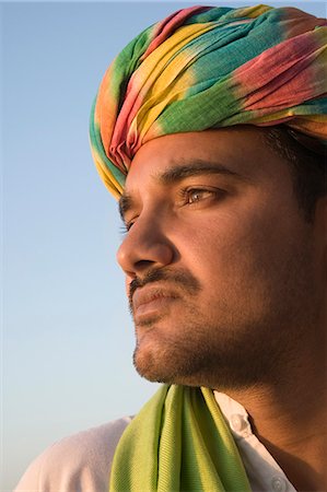 Close-up of a man thinking, Udaipur, Rajasthan, India Stock Photo - Rights-Managed, Code: 857-03192506