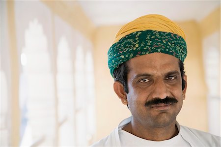 portrait 40s indian man one person - Portrait of a man, Meherangarh Fort, Jodhpur, Rajasthan, India Stock Photo - Rights-Managed, Code: 857-03192579