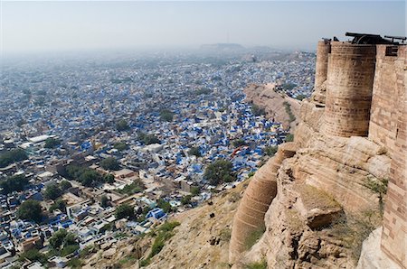 simsearch:857-03192591,k - Erhöhte Ansicht einer Stadt, Mehrangarh Fort, Jodhpur, Rajasthan, Indien Stockbilder - Lizenzpflichtiges, Bildnummer: 857-03192592