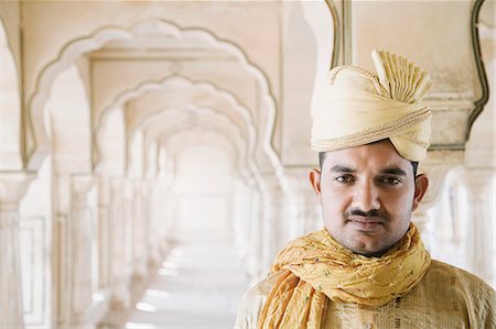simsearch:857-03553572,k - Portrait of a man, Amber Fort, Jaipur, Rajasthan, India Stock Photo - Rights-Managed, Code: 857-03192669