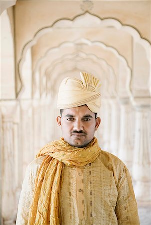 Portrait of a man, Amber Fort, Jaipur, Rajasthan, India Foto de stock - Con derechos protegidos, Código: 857-03192670