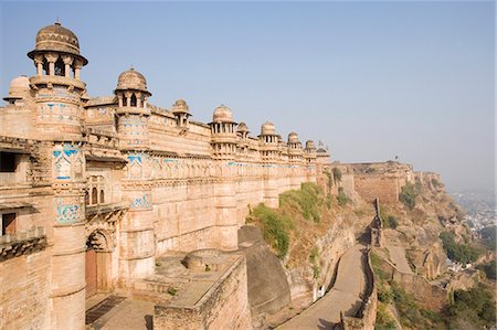 Facade of a fort wall, Gwalior Fort, Gwalior, Madhya Pradesh, India Stock Photo - Rights-Managed, Code: 857-03192695