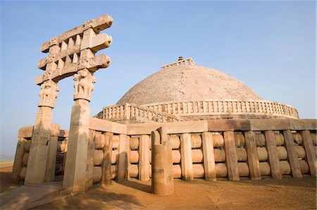 Architectural details of a stupa, Great Stupa, Sanchi, Bhopal, Madhya Pradesh, India Stock Photo - Rights-Managed, Code: 857-03192717