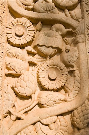 Details of carvings on a wall, Sanchi, Bhopal, Madhya Pradesh, India Stock Photo - Rights-Managed, Code: 857-03192726