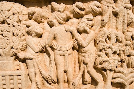 Details of carvings on the wall, Sanchi, Bhopal, Madhya Pradesh, India Stock Photo - Rights-Managed, Code: 857-03192729