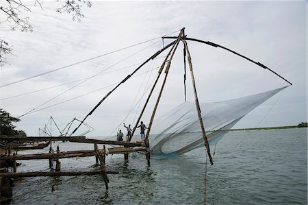 Chinese fishing net at a harbor, Cochin Harbor, Cochin, Kerala, India Stock Photo - Rights-Managed, Code: 857-03192856