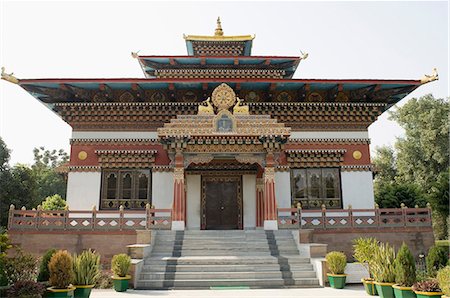 Facade of a temple, Bhutan Temple, Bodhgaya, Gaya, Bihar, India Stock Photo - Rights-Managed, Code: 857-03192988