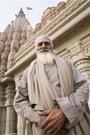 pilgrim - Sadhu standing in a temple, Scindia Ghat, Ganges River, Varanasi, Uttar Pradesh, India Stock Photo - Rights-Managed, Code: 857-03192994