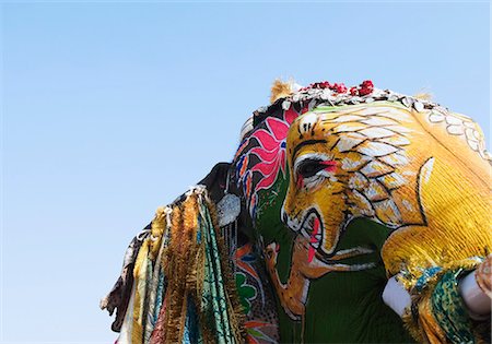 Image d'un lion chasse peinte sur un éléphant, éléphant Festival, Jaipur, Rajasthan, Inde Photographie de stock - Rights-Managed, Code: 857-03193110