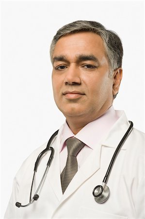 portrait medical white background not animal not smiling - Portrait of a doctor Stock Photo - Rights-Managed, Code: 857-03554102