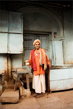 Portrait of a female saint standing in front of a door, Kunbhalgarh, Udaipur, Rajasthan, India Stock Photo - Rights-Managed, Code: 857-03553543