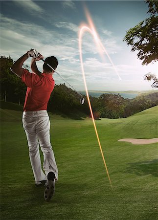 practising alone - Man Looking Golf Ball Stock Photo - Rights-Managed, Code: 858-06159392
