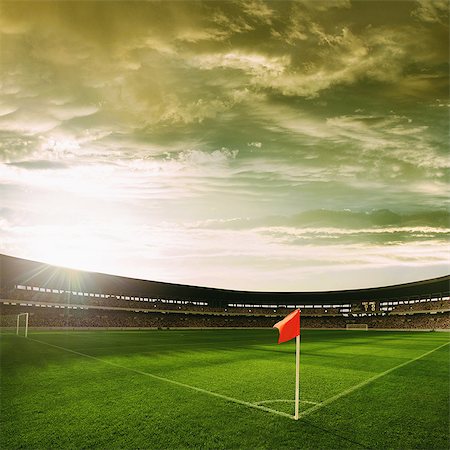 estadio deportivo - Flag At Corner Of Football Ground Foto de stock - Con derechos protegidos, Código: 858-06756213