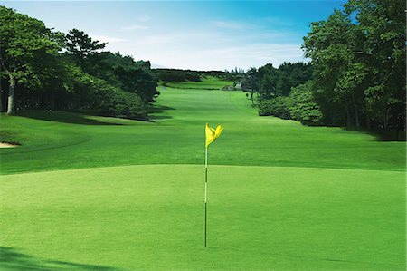 Golf Flag On Green At Golf Course Photographie de stock - Rights-Managed, Code: 858-06756387