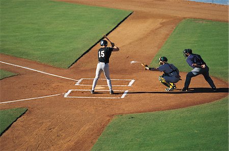 A View Of A Baseball Field From Behind Home Plate Stock Photo