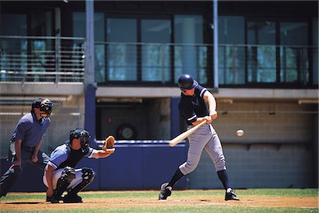 View from Behind Home Plate at a Baseball Game - Stock Photo