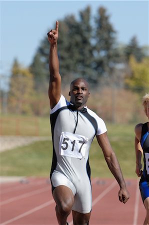 sprint finish - Sprinter Celebrating Stock Photo - Rights-Managed, Code: 858-03047421