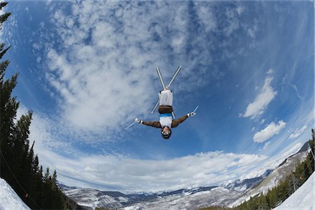 fish eye view - Skieur acrobatique Photographie de stock - Rights-Managed, Code: 858-03048481