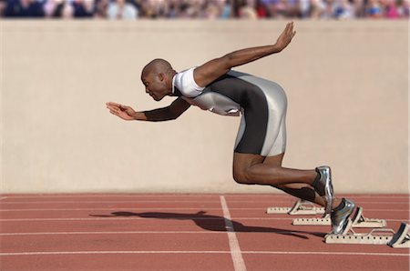 sprinteur - Sprinter, laissant les Starting Blocks Photographie de stock - Rights-Managed, Code: 858-03050061