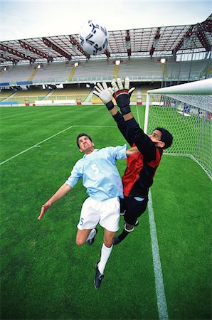 football goalposts front view - Challenging for the ball Stock Photo - Rights-Managed, Code: 858-03050964