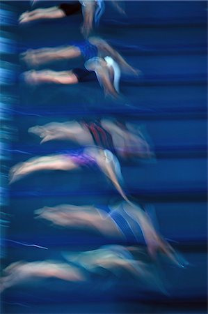 profile of person diving into pool - Diving Stock Photo - Rights-Managed, Code: 858-03052266