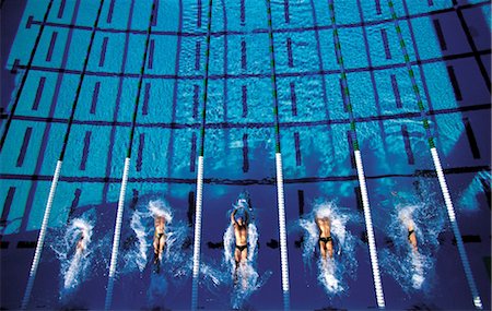 swimming pool sport departure - Swimming Backstroke Stock Photo - Rights-Managed, Code: 858-03053136