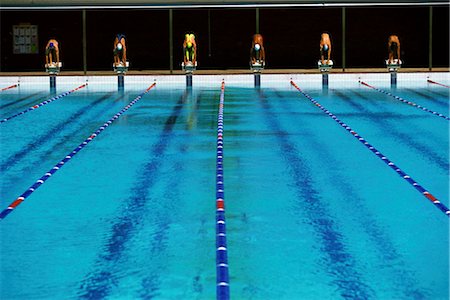 swimming pool sport departure - Swimming Starting Line Stock Photo - Rights-Managed, Code: 858-03053139