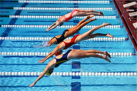 profile of person diving into pool - Swimming (Launch) Stock Photo - Rights-Managed, Code: 858-03053164