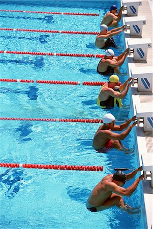 swimming pool sport departure - Swimming Starting Line Stock Photo - Rights-Managed, Code: 858-03053167