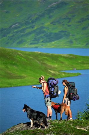 secluded lake woman - Hiking Stock Photo - Rights-Managed, Code: 858-03053374