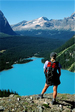 secluded lake woman - Hiking Stock Photo - Rights-Managed, Code: 858-03053377
