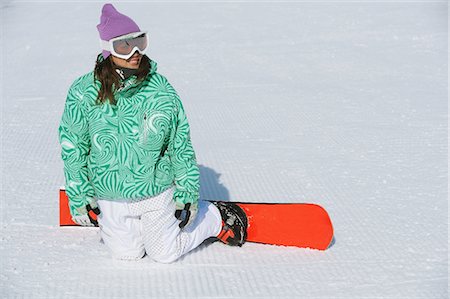 Japanese Woman Snowboarding Stock Photo - Rights-Managed, Code: 858-03448652