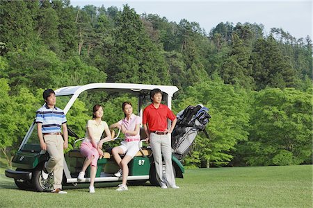 foursome - Men And Women With Golf Cart Stock Photo - Rights-Managed, Code: 858-03694392