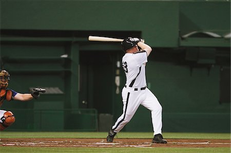 playing a baseball game - Players playing baseball game Stock Photo - Rights-Managed, Code: 858-03799674