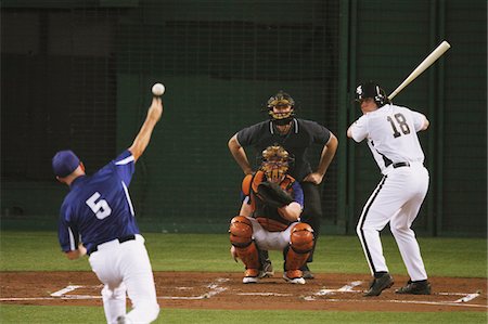 Joueurs de baseball jeu Photographie de stock - Rights-Managed, Code: 858-03799719