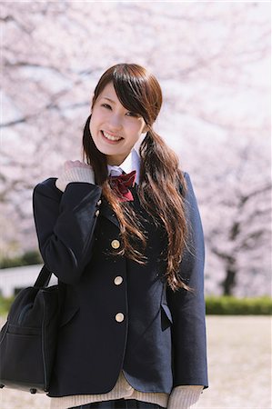 Cherry Blossoms And High School Girls Stock Photo - Rights-Managed, Code: 859-06380198