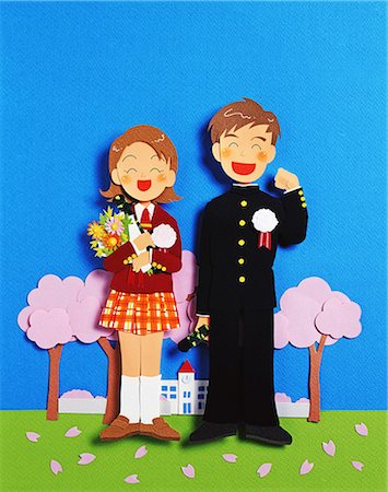 students and illustration - Elementary School Entrance Ceremony (Papercraft) Stock Photo - Rights-Managed, Code: 859-06380284