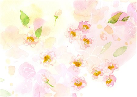 painting background - Cerisier en fleurs aquarelle Photographie de stock - Rights-Managed, Code: 859-06380326