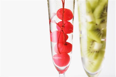 Cut fruits in Champagne glasses Stock Photo - Rights-Managed, Code: 859-06470023
