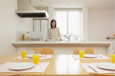 setting table and one person - Eat in kitchen Stock Photo - Rights-Managed, Code: 859-06538414