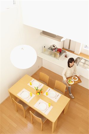 setting table and one person - Eat in kitchen Stock Photo - Rights-Managed, Code: 859-06538429